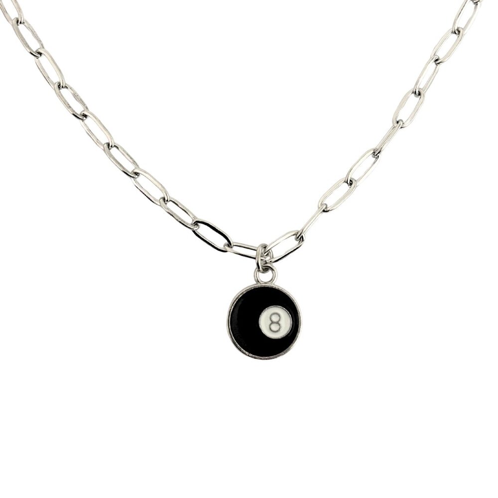 Silver 8 Ball Necklace
